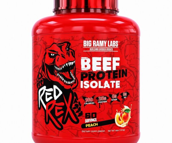 REDREX - Beef Protein Isolate - Peach - 4Lb - 60 servi عبوة بروتين ريد ريكس بيف آيزوليت بنكهة الخوخ 4 رطل
